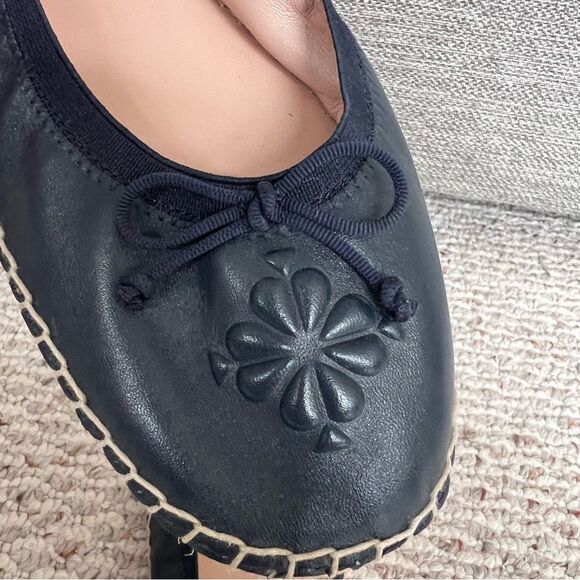 KATE SPADE Clubhouse Leather Bow Ballerina Espadrilles In Blazer Blue - Picture 4 of 12